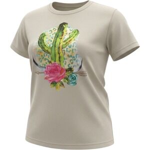 ChicYea Graphic Tee‎ Cactus Rose Leopard Print Short Sleeve Top
